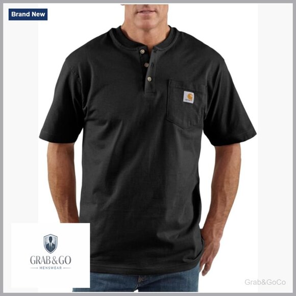 Loose Fit Heavyweight Short Sleeve Pocket Henley Work Shirt